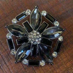 Black Rhinestone Sparkle Brooch / Pin